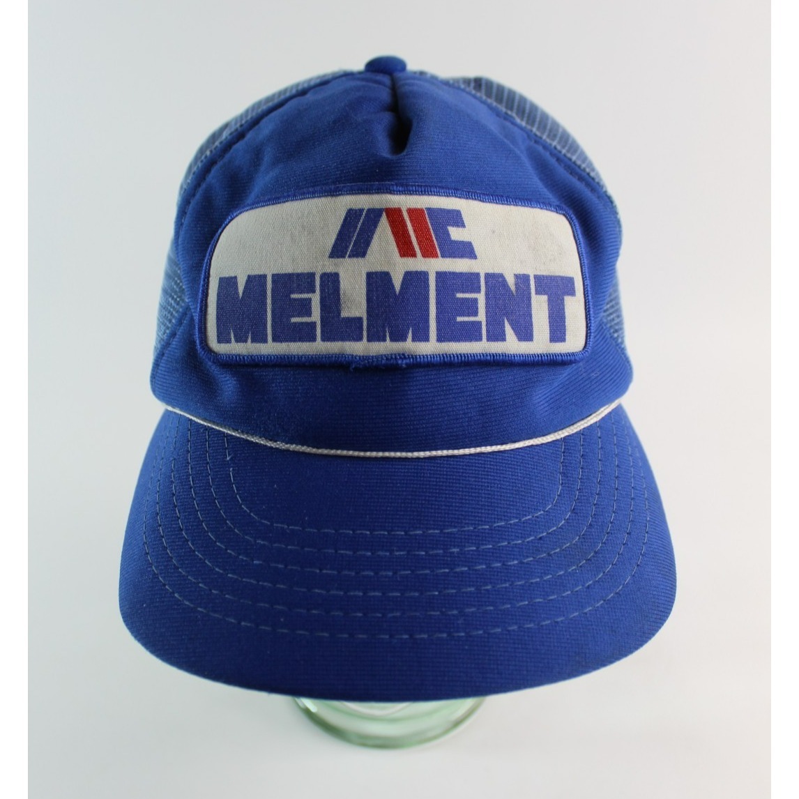 Vintage Ofsa Melment Logo Trucker Mesh Blue Hat Baseball Cap 1980's Snapback